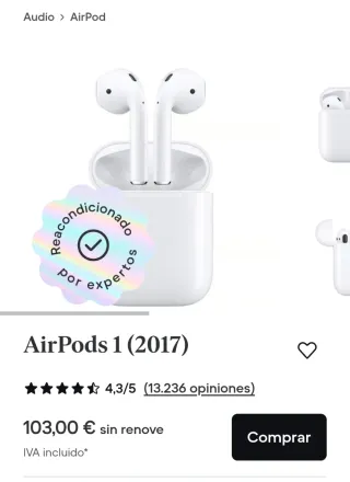 AirPods Apple Blancos (¡¡EL DERECHO NO FUNCIONA!!)