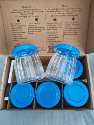 6 Tarros de cristal con tapa azul