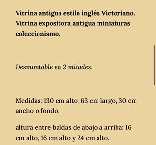 Vitrina Antigua Estilo Victoriano Inglés