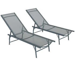 2 Tumbonas Plegables Exterior Gris