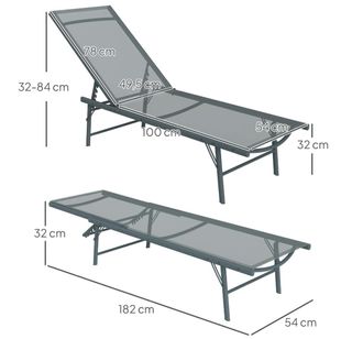 2 Tumbonas Plegables Exterior Gris