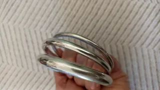 3 Brazaletes Aros Plateados