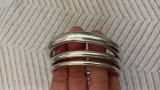 3 Brazaletes Aros Plateados