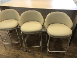 Taburetes de barra beige y madera (3 unidades)