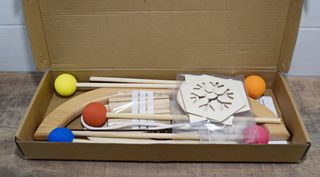 Juego de arco: 5 flechas y 4 objetivos de madera