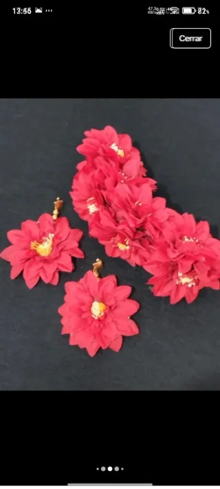 Corona y pendientes flamenca flores rojas