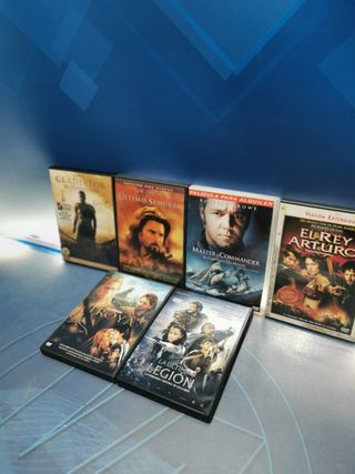 6 peliculas de aventuras, dvd TROYA, EL REY ARTURO, GLADIATOR, LA ULTIMA LEGIÓN y mas