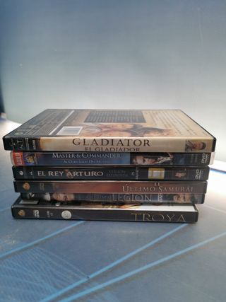 6 peliculas de aventuras, dvd TROYA, EL REY ARTURO, GLADIATOR, LA ULTIMA LEGIÓN y mas