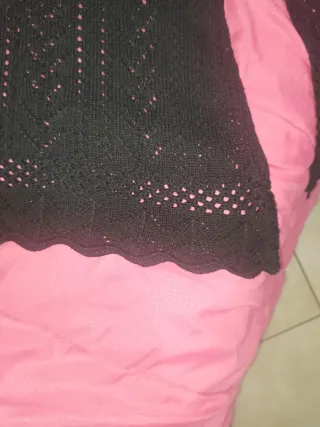 Maglia nera traforata Boho cotone viscosa