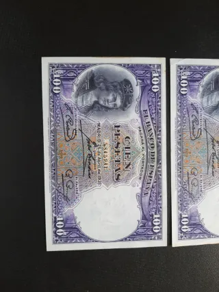 BILLETES DE 100 PESETAS DE 1931 PAREJA CORRELATIVA