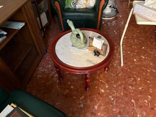 Mesa auxiliar redonda madera y mármol