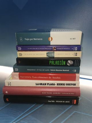 Novela histórica, 9 libros, Paladión, La gran plaga, Soldado de arete y mas