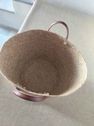 Cesta decorativa fibras naturales con asas