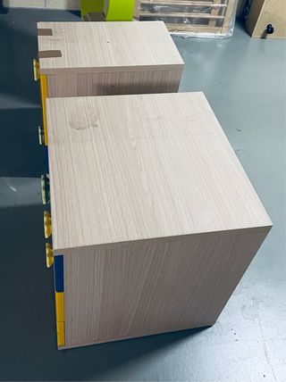 Mueble infantil 3 cajones azul y amarillo