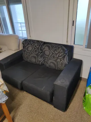 Sofá 2 plazas negro y gris