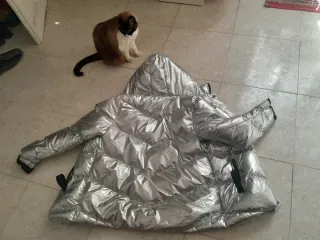 Chaquetón plateado con capucha