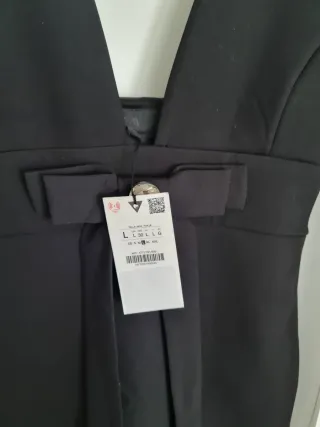Vestido Zara Negro con Lazo y Brillo
