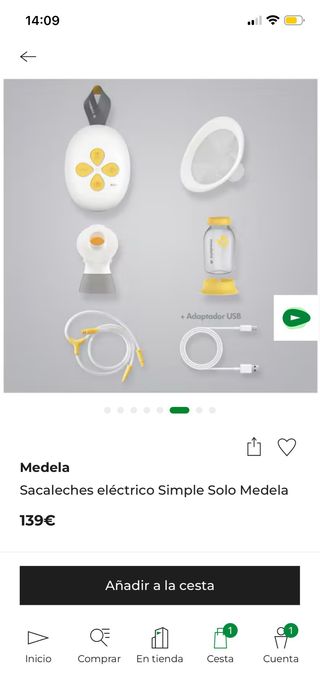 Sacaleches eléctrico Medela Solo