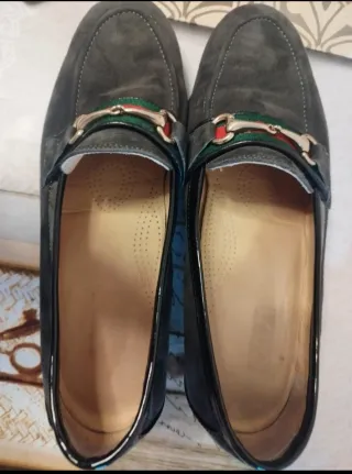 Mocassini grigio/blu in pelle