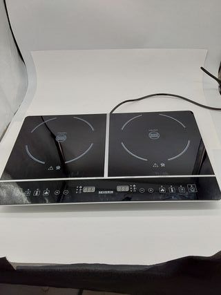 SEVERIN Hornillo de inducción doble, placa vitrocerámica de dos fuegos portátil, placa de inducción de calentamiento rápido, con