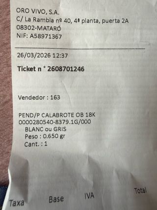 Pendientes Oro Blanco 18K 0.65gr Oro Vivo