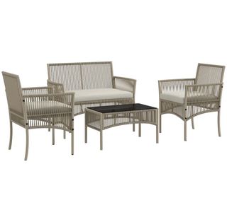 Juego de Muebles de Exterior Beige y Negro