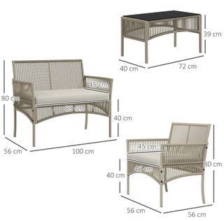 Juego de Muebles de Exterior Beige y Negro