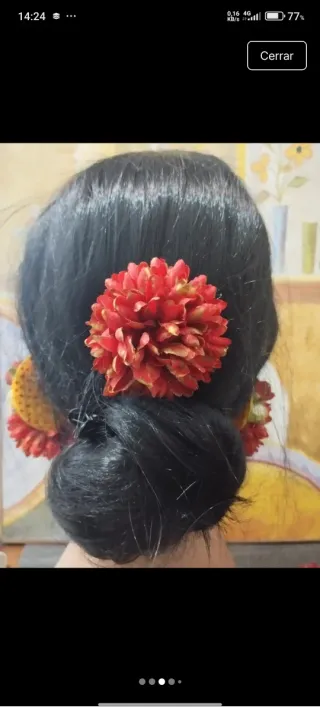 Pendientes y peinecillo flamenca oro y rojo