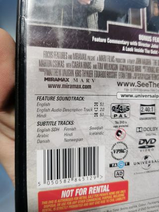 7 dvds variados región 2, edición en ingles