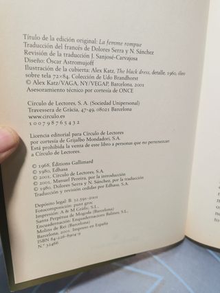 libro La mujer rota - Simone de Beauvoir, circulo de lectores