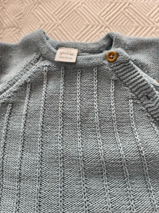 Conjunto bebé punto azul, talla 0-2 meses