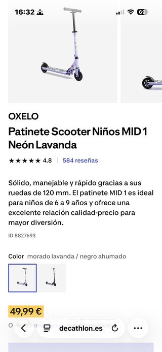Patinete infantil morado Decathlon