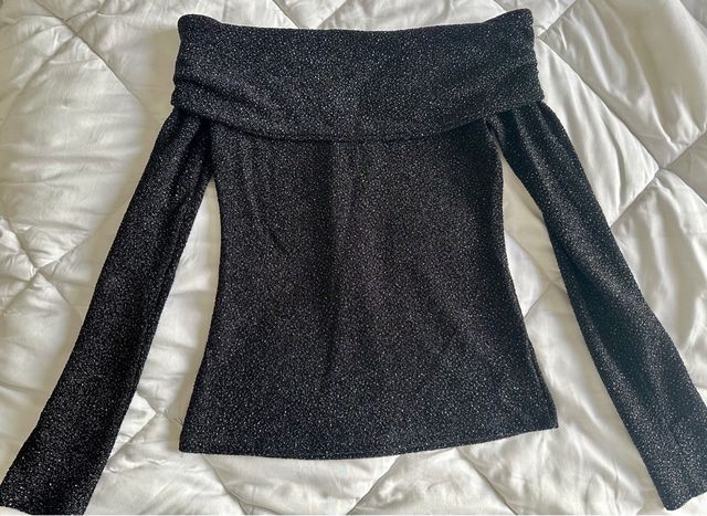 Top ba&sh negro brillante