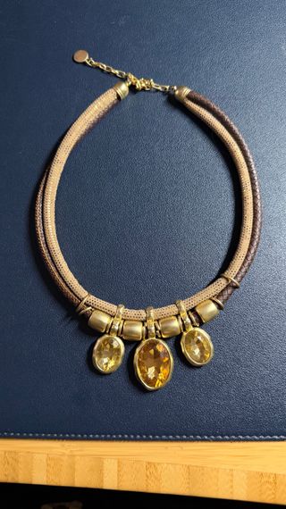 Collar babero cristales ámbar dorado
