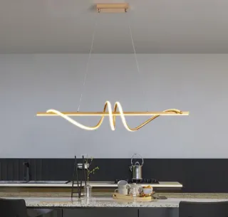 Lampadario LED stile onda oro moderno