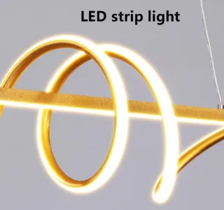 Lampadario LED stile onda oro moderno