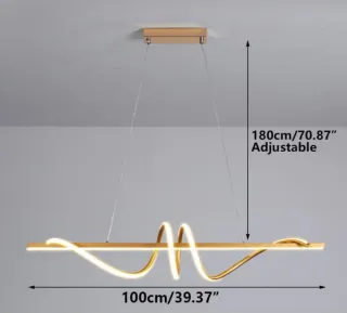 Lampadario LED stile onda oro moderno