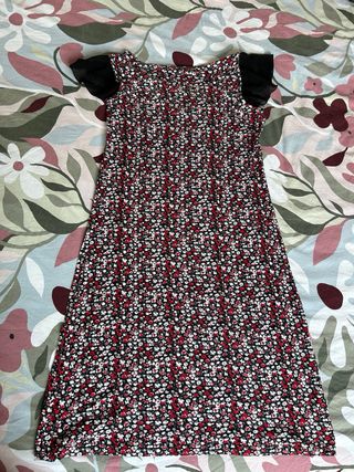 Abito estivo floreale rosso e nero Vintage