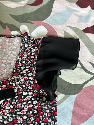 Abito estivo floreale rosso e nero Vintage