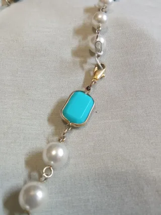 Collar vintage perlas y turquesa