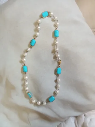 Collar vintage perlas y turquesa