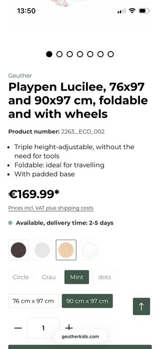 Parque infantil madera Geuther 90x97cm (corralito)