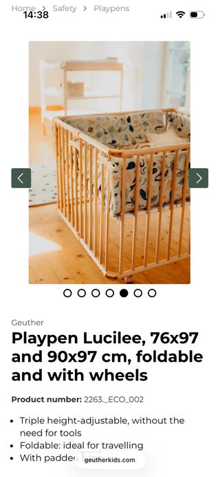 Parque infantil madera Geuther 90x97cm (corralito)