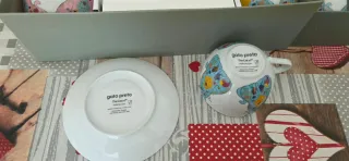 Conjunto Tazas Gato Preto de Porcelana portuguesa.