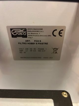 Filtro Prensa Placas Vino