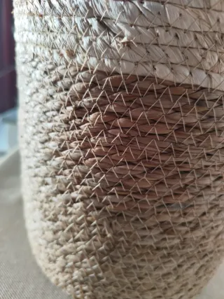 Cesta decorativa mimbre con asas