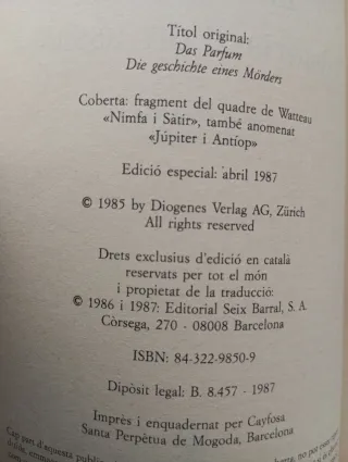 El perfum Catalán Tapa blanda