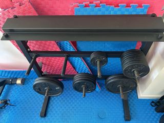 Set de halterofilia: barras, discos, etc
