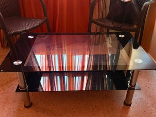 Mesa centro cristal y metal