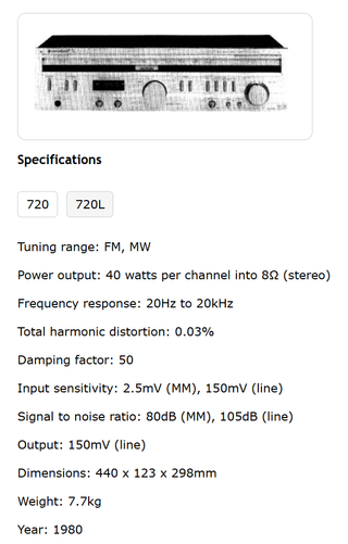 Amplificador Kenwood Trio KR-720 Plata